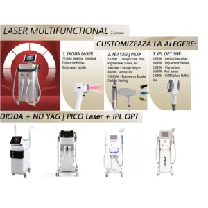 Aparat 2in1 DUO Epilare Definitiva Laser Dioda 3Lungimi 755NM, 808NM, 1064NM Profesional 1200W Dioda Laser, 50mil Impulsuri DERMASkin + PICO Laser Gold - imagine 4