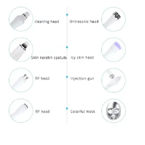 Aparat combina cosmetica 8 in 1 H2O2 cu hydrodermabraziune, jet hidroxigen, radiofrecventa, micro bule indepartare puncte negre, criolift, masca LED - imagine 5