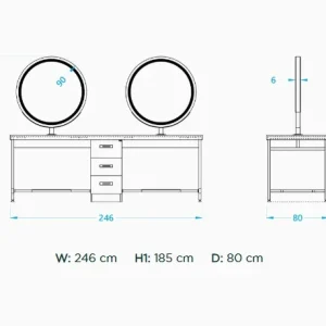 Post de lucru coafor dublu / insula unit Alpeda Nancy Island Gold / Rose / Crom / Black - imagine 2