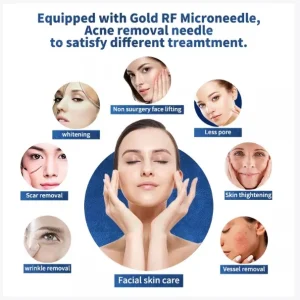 Aparat 2 in1 Golden Microneedeling si ciocan rece, tratament antiacneic, RF lifting, indepartare vergeturi si cicatrici, skin rejuvenation - imagine 5