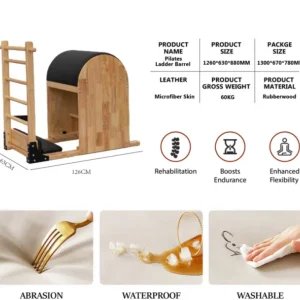 Aparat Pilates corector postura, coloana Ladder Barrel profesional din lemn, antrenament de bază pentru yoga, pilates si remodelare corporala, fitness strength & flexibility training - imagine 2