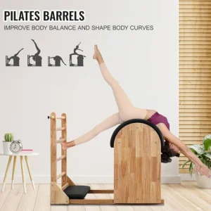 Aparat Pilates corector postura, coloana Ladder Barrel profesional din lemn, antrenament de bază pentru yoga, pilates si remodelare corporala, fitness strength & flexibility training - imagine 6