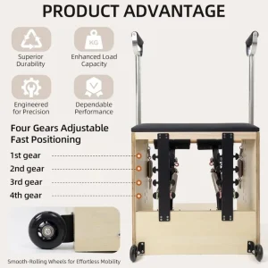 Aparat Pilates si Yoga Wunda profesional din lemn, scaun combo, corector postura, antrenament de bază de yoga, remodelare corporala si fitness - imagine 4