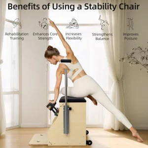 Aparat Pilates si Yoga Wunda profesional din lemn, scaun combo, corector postura, antrenament de bază de yoga, remodelare corporala si fitness - imagine 6